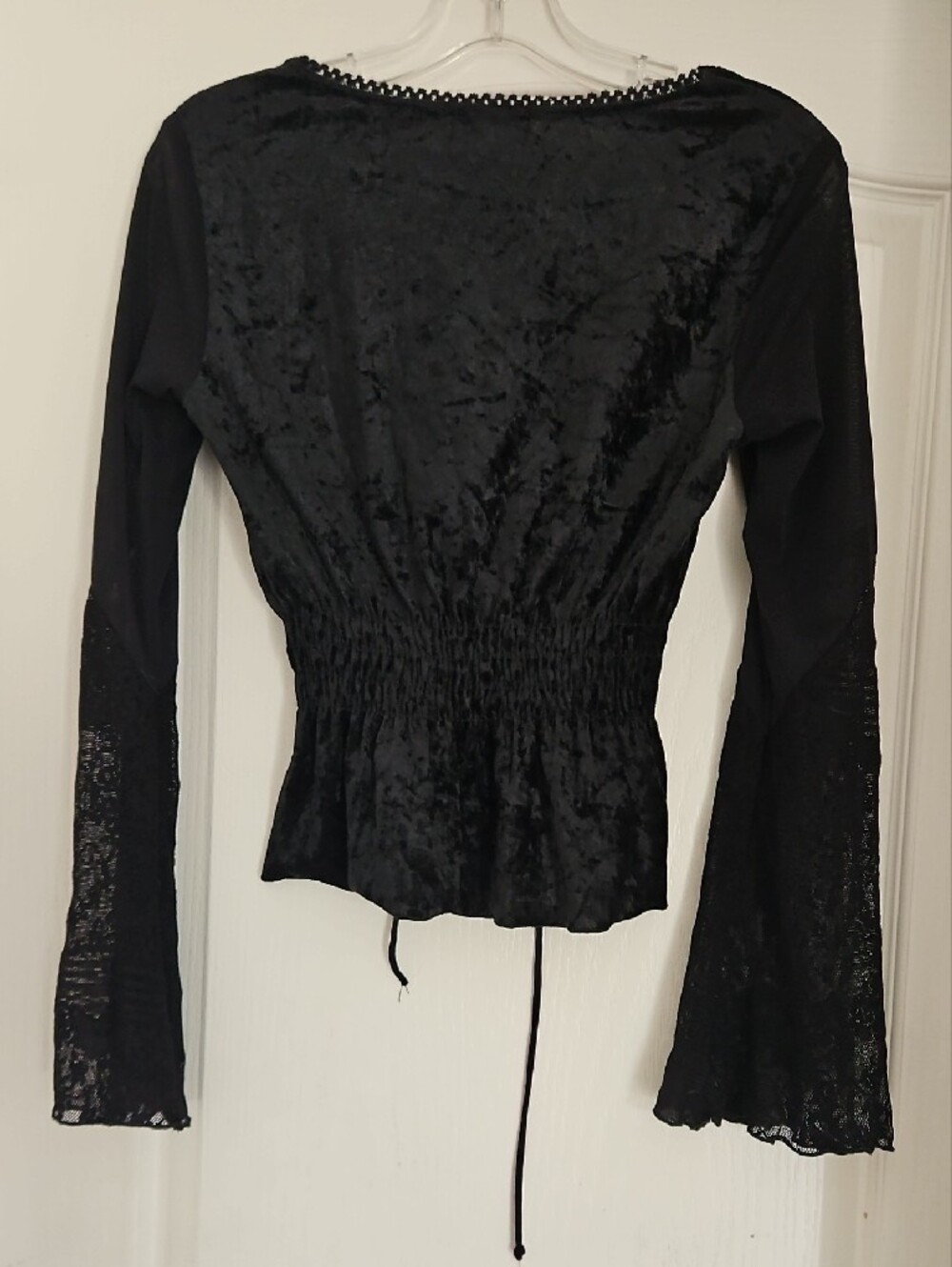 XOXO Black Velvet Lace Peplum Blouse - Picture 5 of 5